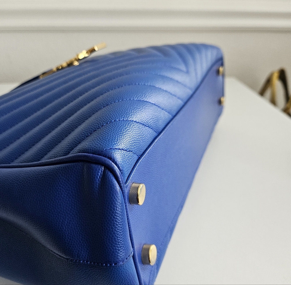 Yves Saint Laurent Blue Quilted Tote - Picture 10 of 15